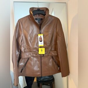 Kenneth Cole Women's Belted Faux Leather Jacket